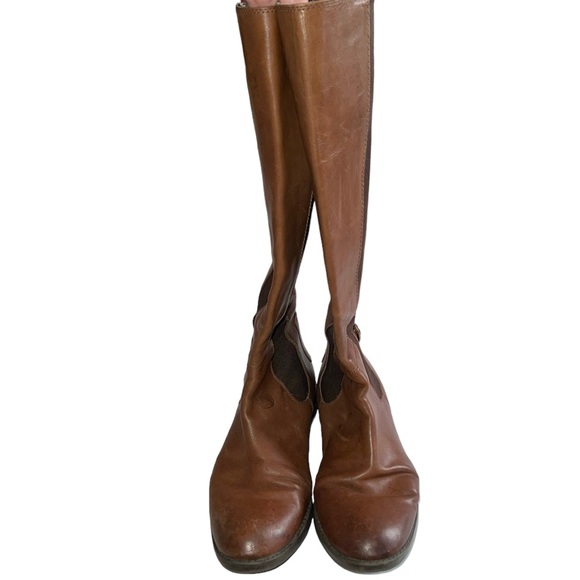 Franco Sarto Tahini Brown Leather Tall Zippered Boot with Button Detail Sz 8.5 - Picture 4 of 12